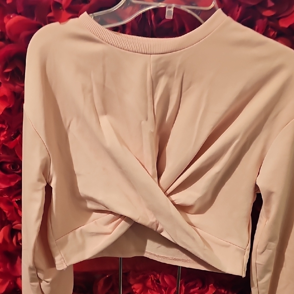 Shein Girls Twist Front Blush Pink Top Size 9 Years